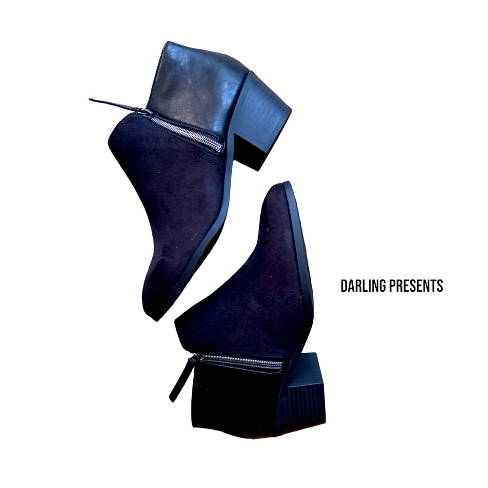 Soda Vegan Suede & Leather Ankle Boots Women Color Black 6